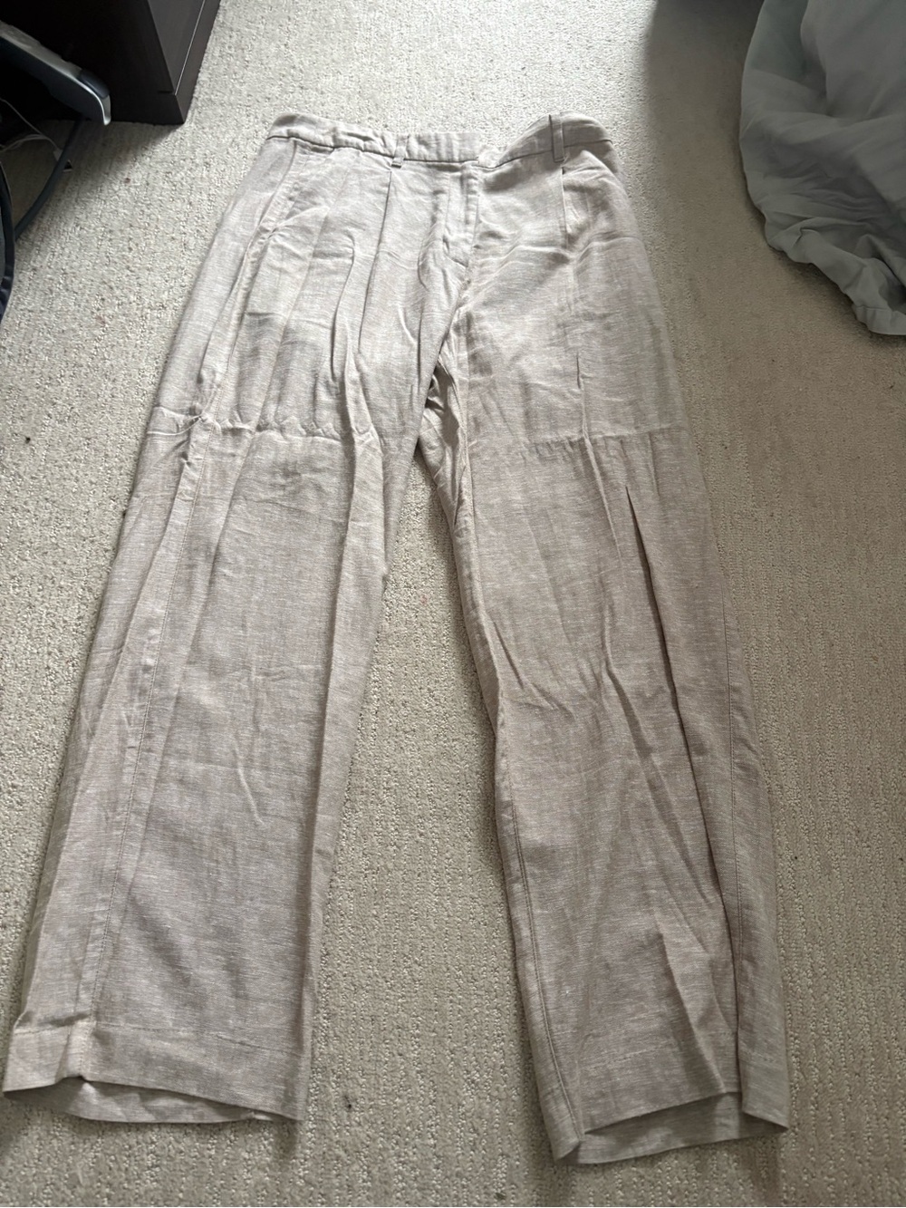 Old Navy Beige Wide-Leg Linen-Blend Pants